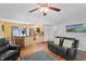 Spacious living area open to the kitchen, featuring hardwood floors, contemporary lighting, and comfortable seating at 3515 Luna Ln, Durham, NC 27705