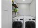Functional laundry room with modern appliances, shelving, and ample counter space for folding at 409 E Lee St, Raleigh, NC 27601