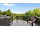 An open-air back deck with a grill and seating that overlooks a beautiful, green, tree-lined backyard at 4420 Bonnie Loch Dr, Burlington, NC 27215