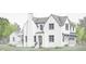 Illustration of a new two-story home with a neutral exterior, charming front porch, and attached two car garage at 6501 Burnette Flower Way, Raleigh, NC 27612