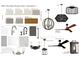 Interior design sample board featuring fixtures, lighting, and color swatches for a modern home at 6501 Burnette Flower Way, Raleigh, NC 27612