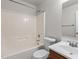Bathroom including standard toilet, bathtub, shower, and sink at 6604 Frogstool Ln, Raleigh, NC 27610
