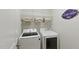 Efficient laundry room with shelving, a sleek washer, and a modern dryer, providing functionality and convenience at 776 Legend Oaks Dr, Chapel Hill, NC 27517