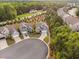 An aerial view of a neighborhood, highlighting mature trees and well-maintained homes with landscaped yards at 829 Churton Pl, Cary, NC 27518