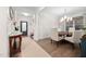 Elegant dining room with a unique wooden table, comfortable chairs, and stylish lighting at 829 Churton Pl, Cary, NC 27518