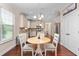 This well-lit eat-in kitchen has granite counters, white cabinets and modern appliances at 839 Old Towne Dr, Elon, NC 27244