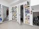This garage features epoxy flooring and extensive shelving for optimal storage at 8722 Macedonia Lake Dr, Cary, NC 27518