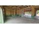 Spacious living room under construction, featuring stud walls and an open layout at 127 Caspian Ct, Lillington, NC 27546