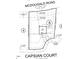 Plot plan displaying property lines, easements, and street names at 127 Caspian Ct, Lillington, NC 27546