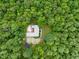 Aerial view of a home with a pool nestled amongst dense trees at 1514 Lawrence Rd, Creedmoor, NC 27522