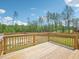 A spacious wooden back deck overlooks the fenced in back yard, perfect for outdoor entertaining at 170 Baker Farm Dr, Youngsville, NC 27596