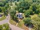 Aerial view of a charming home surrounded by lush greenery and mature trees in a peaceful neighborhood at 2714 Wedgedale Ave, Durham, NC 27703
