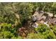 Aerial shot of a home nestled amidst mature trees with a sprawling backyard at 3210 Merriman Ave, Raleigh, NC 27607