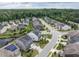 Scenic aerial view of a neighborhood with tree-lined streets and homes backing onto a lush green forest at 437 Henmore Brook Dr Dr, Cary, NC 27519