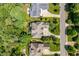 Property boundaries outlined from aerial view, showing the home and yard at 671 Bear Tree Crk, Chapel Hill, NC 27517
