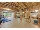 Unfinished basement featuring open layout, insulated ceiling, and wood framing ready for customization at 671 Bear Tree Crk, Chapel Hill, NC 27517