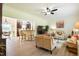 Bright living room with stylish furnishings and an open layout to the kitchen at 6916 Morrow Mill Road, Chapel Hill, NC 27516