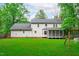 Expansive backyard featuring lush lawn, screened porch, and mature trees offers a private outdoor space at 8505 Stonegate Dr, Raleigh, NC 27615
