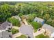 Neighborhood aerial view highlighting the proximity of mature tree cover and neighboring houses at 8816 Valley Springs Pl, Raleigh, NC 27615