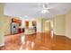 Open floor plan featuring the kitchen with an island, and living areas at 921 Shefford Town Dr, Rolesville, NC 27571