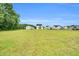 Expansive backyard displaying a modern home with a well-manicured lawn and neighborhood view at 97 Arapahoe Dr, Kenly, NC 27542