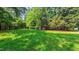 Expansive backyard with a chicken coop among the trees, offering a blend of nature and utility at 973 Rebecca Ln, Siler City, NC 27344