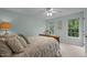 Charming bedroom with a floral bedspread, a plush pillow collection and a ceiling fan at 1004 Staffield Lane Ln, Chapel Hill, NC 27516