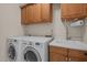 Functional laundry room with washer, dryer, and sink at 1004 Staffield Lane Ln, Chapel Hill, NC 27516