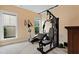 Exercise room equipped with exercise equipment, carpeted floor, and two windows at 13 Nettletree Creek Ct, Youngsville, NC 27596