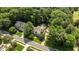 Aerial view of a beautiful home surrounded by lush landscaping and mature trees at 1420 Heritage Links Dr, Wake Forest, NC 27587