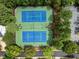 Overhead view of community tennis courts surrounded by lush green trees at 1420 Heritage Links Dr, Wake Forest, NC 27587