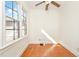 Bedroom with hardwood floors, ceiling fan, and window at 15 Treviso Pl, Durham, NC 27707
