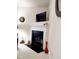 Elegant living room with a modern fireplace and decorative mantel display at 1633 Snow Mass Way, Durham, NC 27713