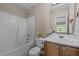 Cozy bathroom with a shower-tub combination at 1728 E Honey Springs Ave, Fuquay Varina, NC 27526