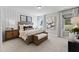 Serene main bedroom featuring a comfortable bed, stylish decor, and lots of natural light at 2006 Kapalua Way # 190, Durham, NC 27703