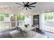 Bright and airy covered patio with views of the fenced backyard at 212 E Rockway St, Durham, NC 27704