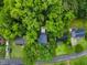 Aerial view showcases the house nestled among lush trees, highlighting its private and scenic location at 2324 Stevens Rd, Raleigh, NC 27610