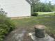 Green grassy yard with concrete well access and shrubbery, perfect for Gathering activities at 2436 Nc 97, Zebulon, NC 27597