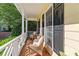 Cozy front porch featuring brick flooring and wicker seating, offering a relaxing outdoor space at 2645 Ridgewell Ct, Raleigh, NC 27613