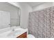 Clean bathroom featuring a vanity, sink, mirror, and shower at 3413 Fairstone Rd, Wake Forest, NC 27587