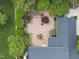 Overhead view of a spacious brick patio with lush landscaping, perfect for outdoor entertaining at 4109 City Of Oaks Wynd, Raleigh, NC 27612