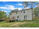 Two-story home with a wooden deck and a spacious green lawn in the backyard at 4504 Ryegate Dr, Raleigh, NC 27604