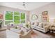 Bright living room with multiple seating options, large windows, and stylish decor at 515 N Churton St # Ste 201, Hillsborough, NC 27278