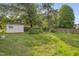Spacious backyard featuring a storage shed and wood fence, perfect for outdoor activities and privacy at 7024 Beaverwood Dr, Raleigh, NC 27616