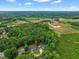 Scenic aerial view showcasing a tree-lined property surrounded by a lush green forest and expansive blue skies at 9300 Glendora Ct, Garner, NC 27529