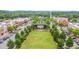 An aerial of a city park, amphitheater, and surrounding buildings at 102 Newell St, Chapel Hill, NC 27516