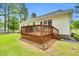View of the wooden deck attached to the house at 110 Phyllis Dr, Benson, NC 27504