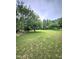 Large, partially shaded backyard featuring green grass and outdoor space at 1360 Honeycutt Rd, Willow Springs, NC 27592