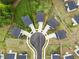 An aerial view of a neighborhood with cul-de-sacs, featuring manicured lawns and matching home styles at 209 White Farm Dr, Wendell, NC 27591