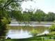 Picturesque pond surrounded by lush trees with some ducks on the shore of the property at 240 Standish Dr, Chapel Hill, NC 27517